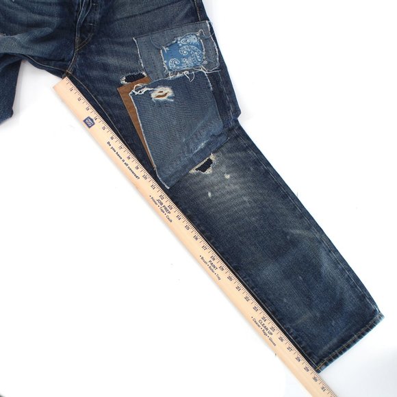 Polo Ralph Lauren Men's Blue Patch The Sullivan Slim Fit Distressed Jeans 32x30 - Picture 14 of 16